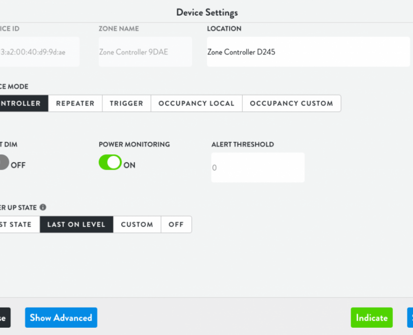 Lightcloud Device Settings