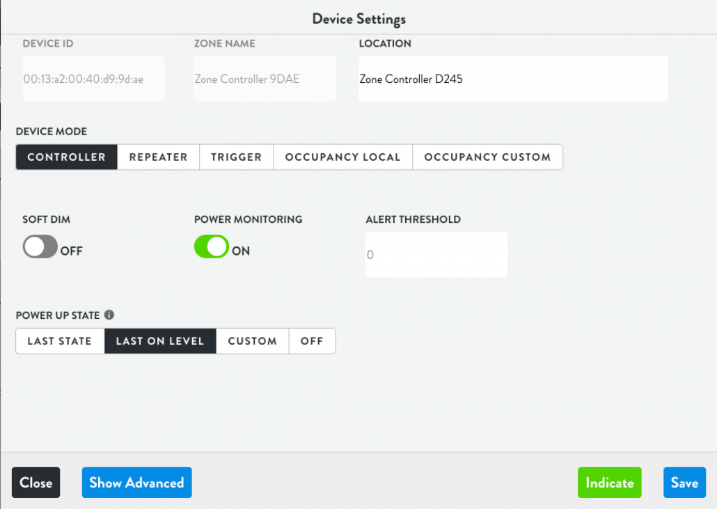 Lightcloud Device Settings