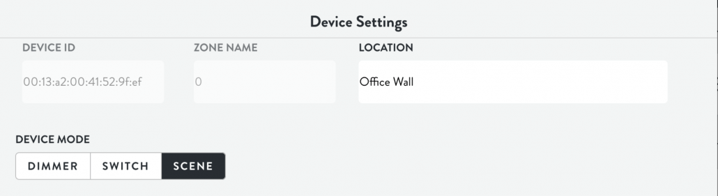 Lightcloud Dimmer Settings