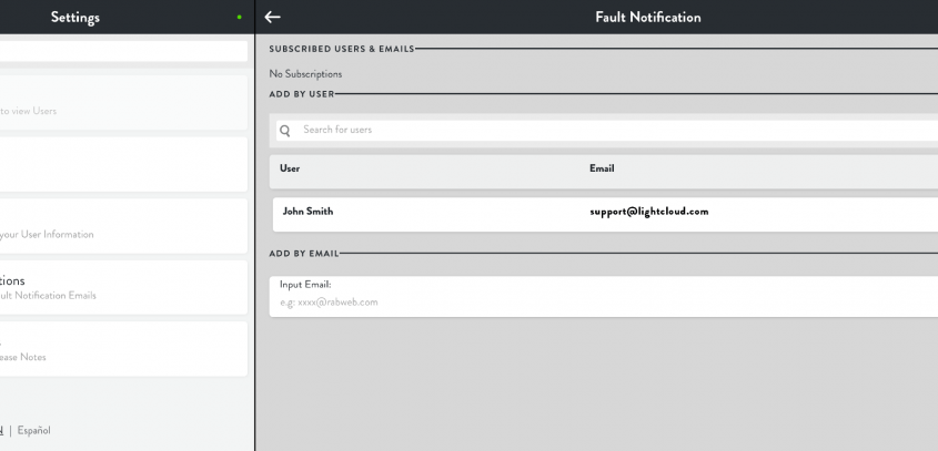 Lightcloud Fault Notifications