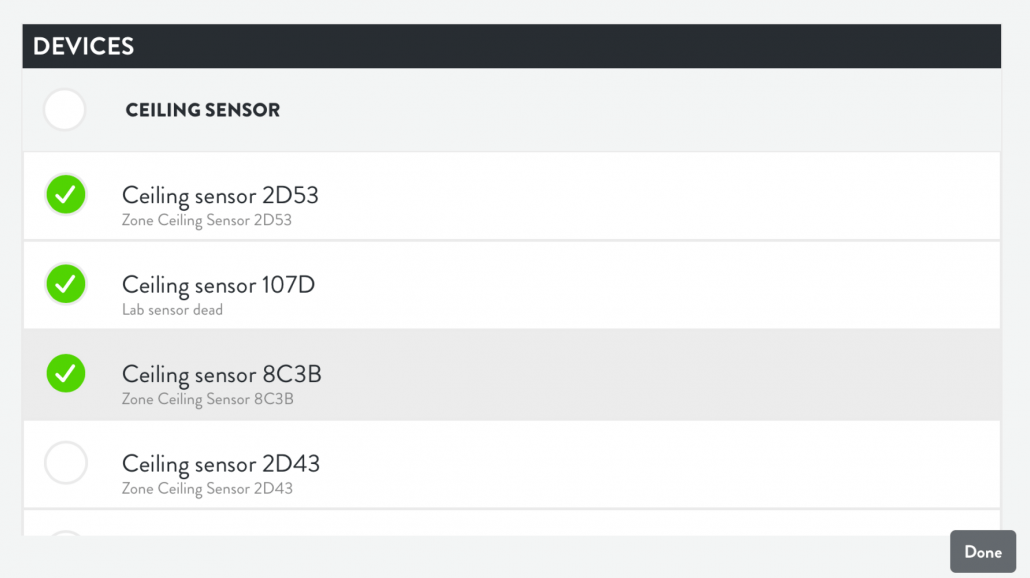 Lightcloud Grouped Sensor Settings