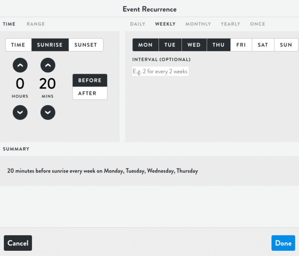 Lightcloud Schedules Recurrence