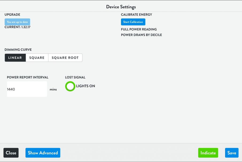 Lightcloud Device Settings