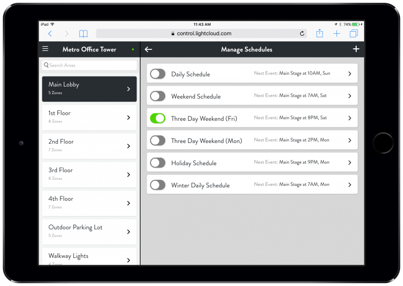 Lightcloud Schedules on iPad