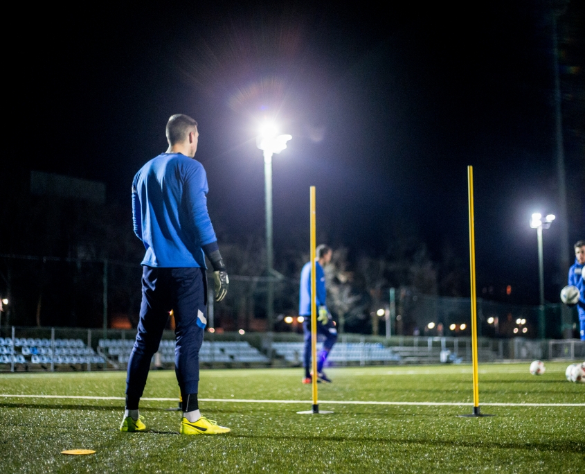 Soccer Field at Night with Lights