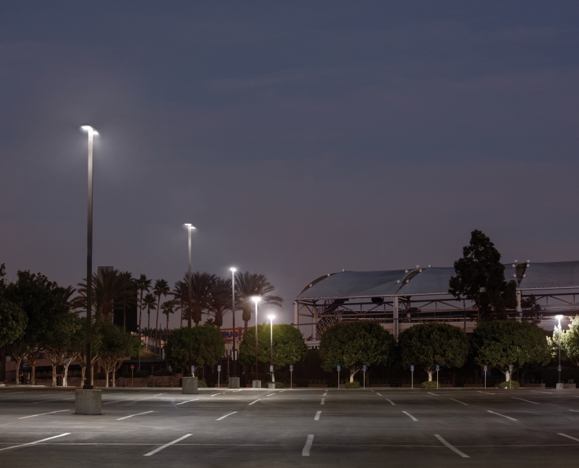 Parking Lot at Night with RAB LEDs